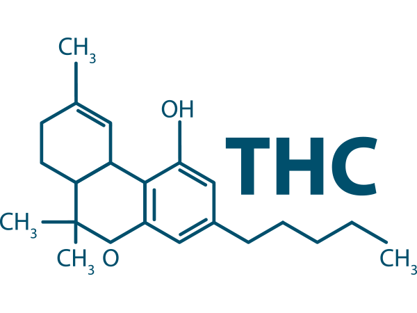 THC - Delta-9-tetrahydrocannabinol molecule